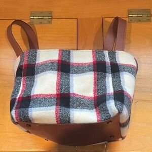 Sundance Plaid Satchel with Brown Straps